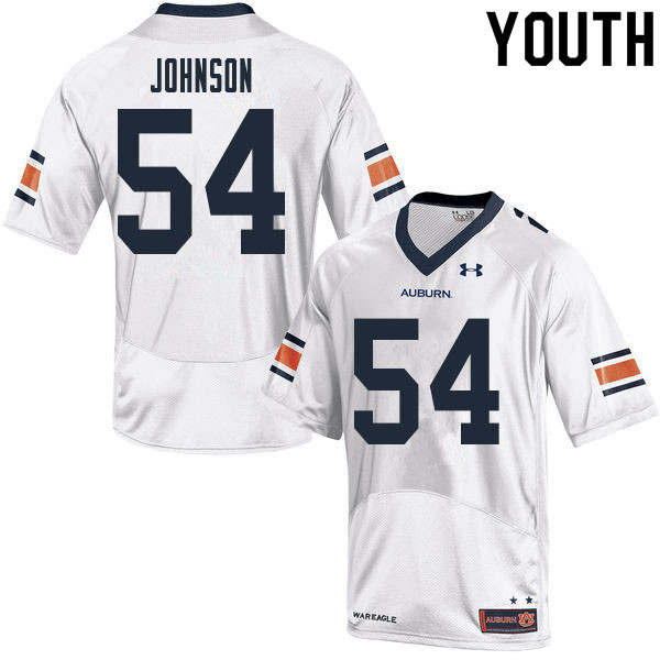 Youth #54 Tate Johnson Auburn Tigers College Football Jerseys Sale-White - Click Image to Close